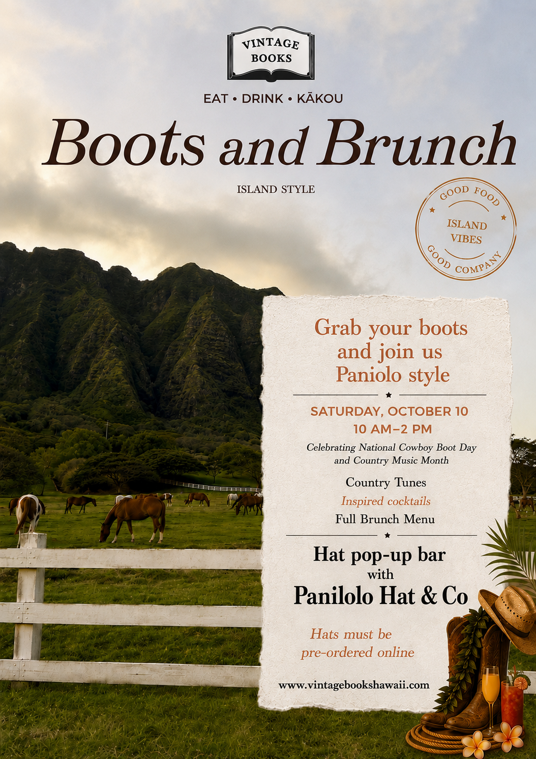 Boots and Brunch — Island Style, October 10 flyer