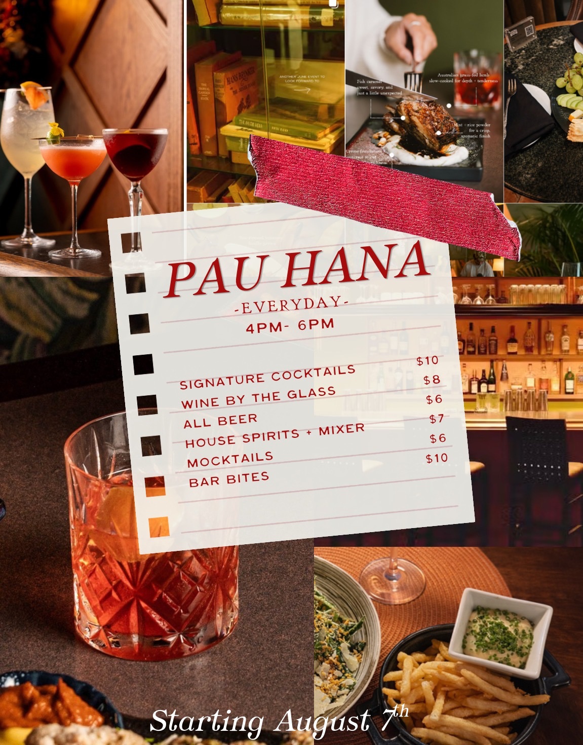 Pau Hana — daily happy hour, 4 to 6 PM flyer