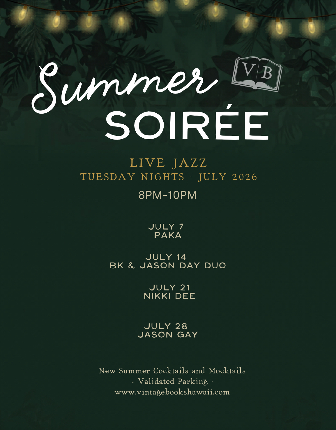 Summer Soirée — Live Jazz, Tuesday Nights, July 2026